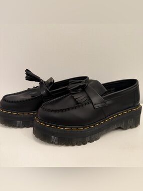 Dr. Martens Adrian Quad Platform Loafers Black Leather Womens SZ 8 NWOT